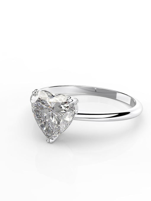 White [R 0388] 925 Sterling Silver Cubic Zirconia Heart Dainty Band Ring
